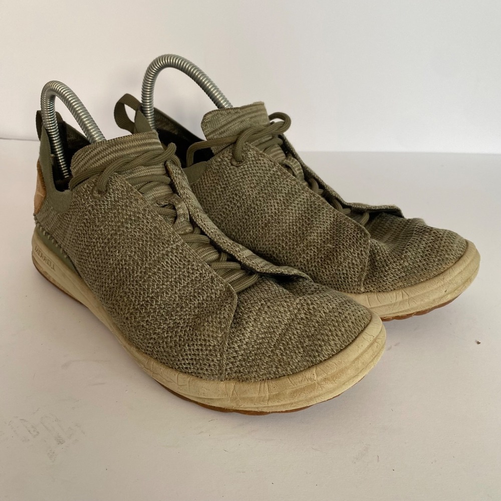 Merrell Womens Knit Vibram Sneakers Size 9.5 Olive Outdoor Granola Gorpcore Hike